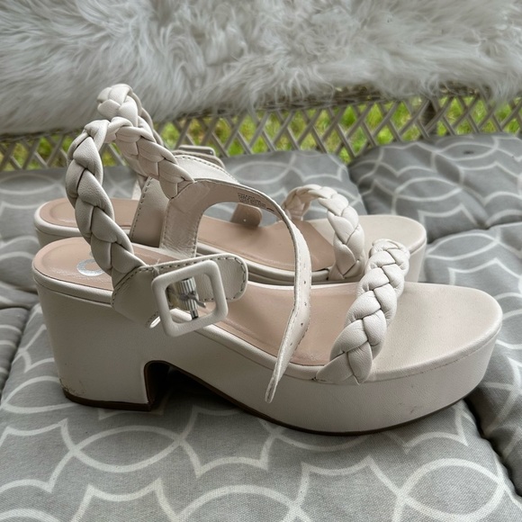 SO chunky white platform braided heel sandals size 8 - Picture 5 of 8
